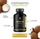 BLIFE Aceite de Coco, Vitamina D3 y K2 300 Caps 500 mg