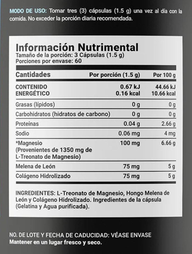 BLIFE Threonate Mag | L-Treonato de Magnesio 180 Caps 1350 mg