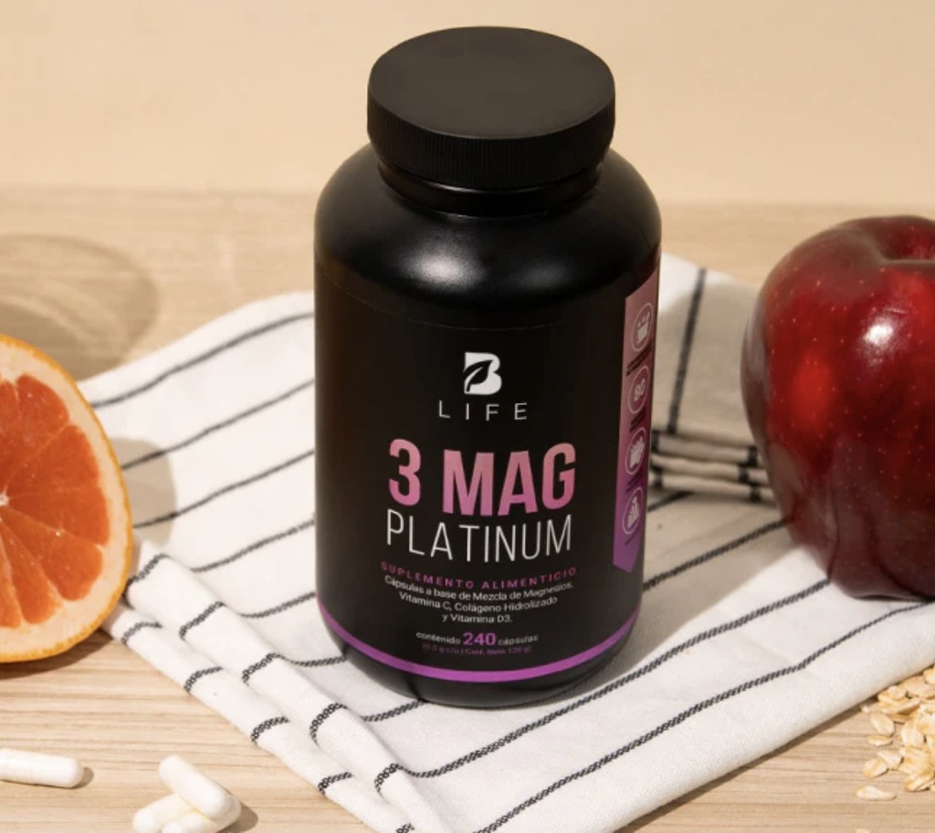 BLIFE 3 Mag Platinum | Mezcla de Citrato, Glicinato y L-Treonato de Magnesio 240 caps 500 mg