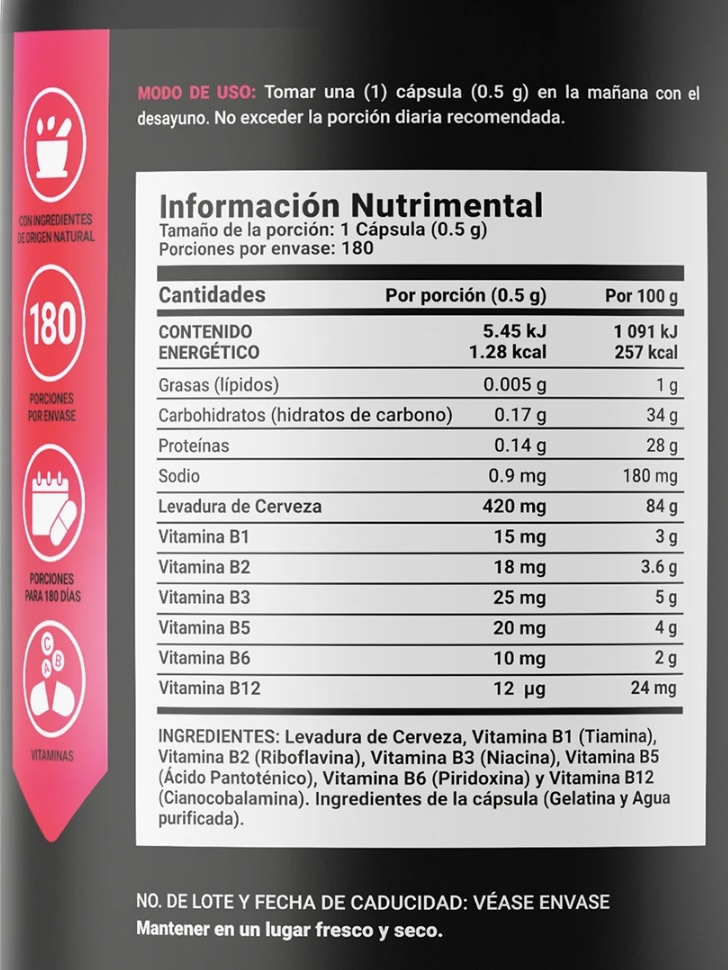 BLIFE B Yeast Blend | Complejo B 180 Caps | 500 mg