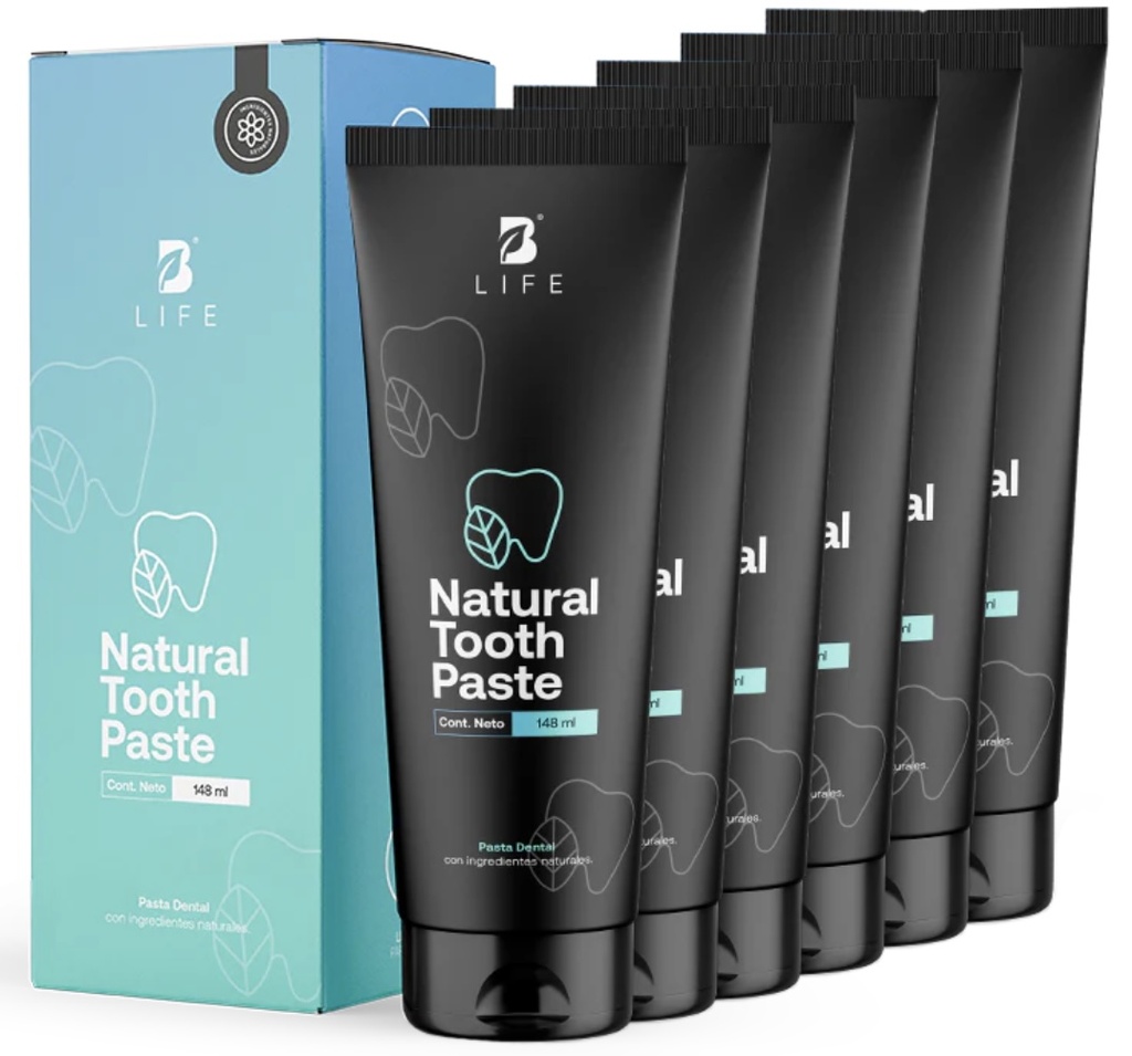 BLIFE Pasta Dental Natural Sin Flúor 6 unidades 148 ml c/u